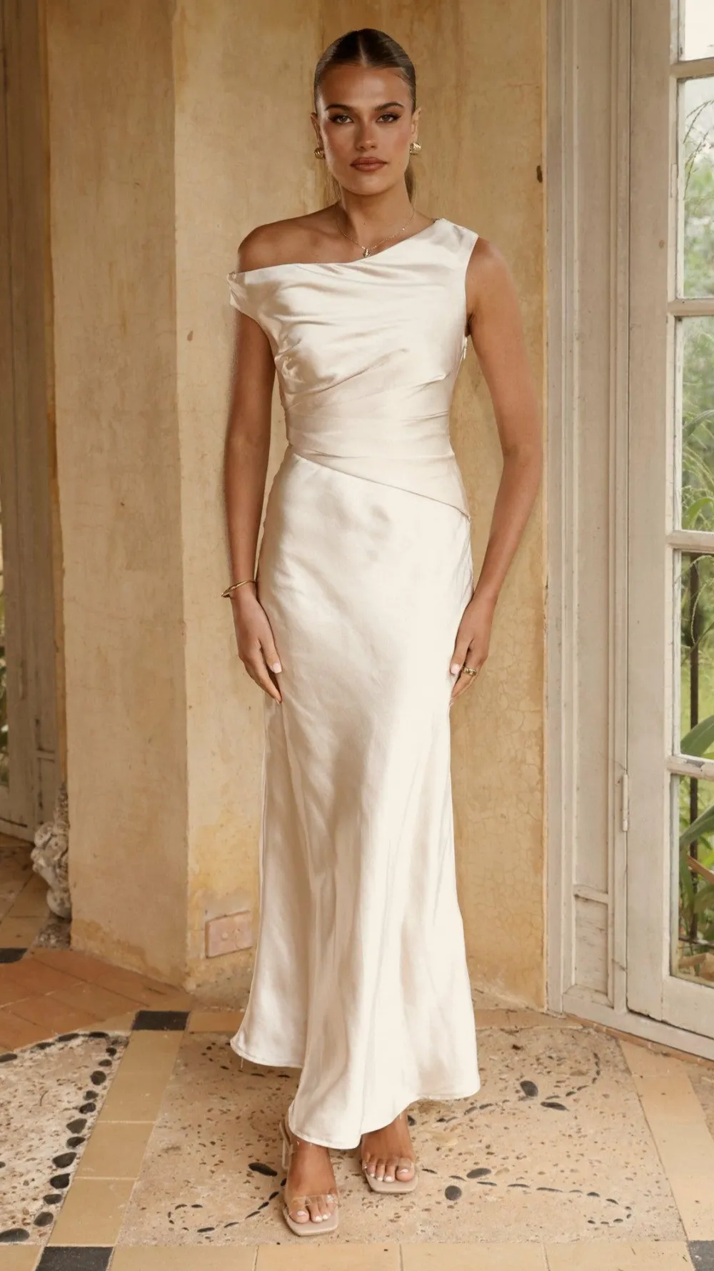 LILYWHYT Mon Cheri|Dresses^Auria Off Shoulder Maxi Dress - Champagne