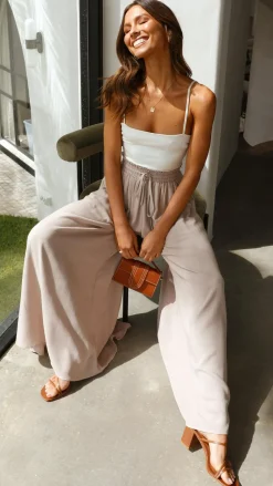 Iris Maxi Bottoms^Avery Wide Leg Pants - Beige