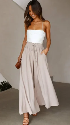 Iris Maxi Bottoms^Avery Wide Leg Pants - Beige