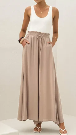 Iris Maxi Bottoms^Avery Wide Leg Pants - Beige
