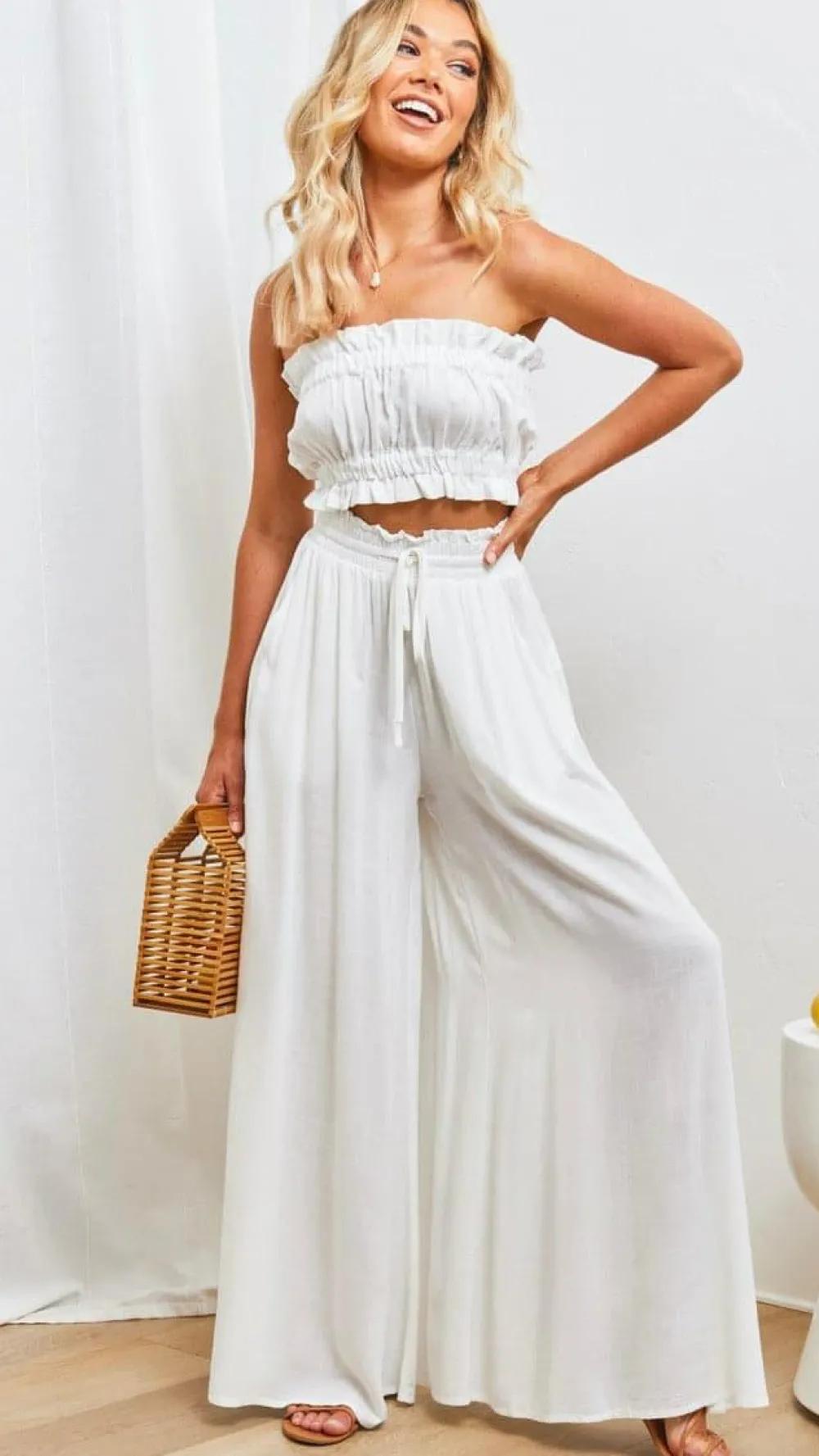 Iris Maxi Bottoms^Avery Wide Leg Pants - White