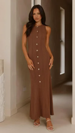 Alive Girl Dresses|Midi^Aylah Knit Midi Dress - Brown