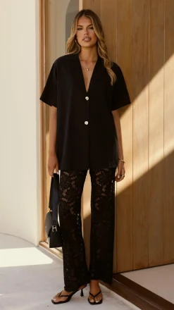 By Frankie Sets|Bottoms^Azura Shirt And Pants Set - Black