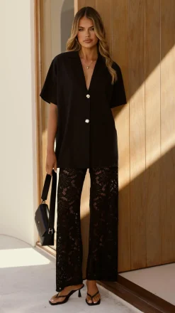 By Frankie Sets|Bottoms^Azura Shirt And Pants Set - Black