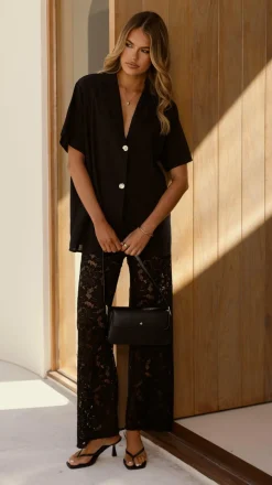 By Frankie Sets|Bottoms^Azura Shirt And Pants Set - Black