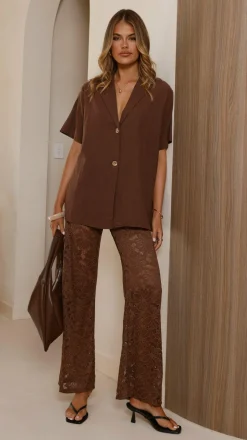 By Frankie Sets|Bottoms^Azura Shirt And Pants Set - Brown