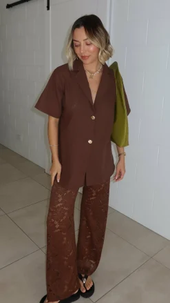 By Frankie Sets|Bottoms^Azura Shirt And Pants Set - Brown