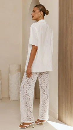 By Frankie Sets|Bottoms^Azura Shirt And Pants Set - White