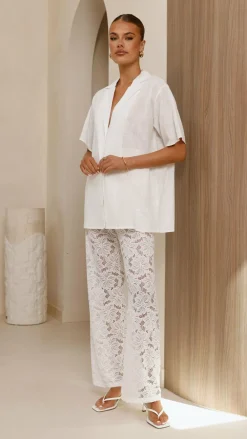 By Frankie Sets|Bottoms^Azura Shirt And Pants Set - White