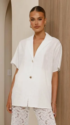 By Frankie Sets|Bottoms^Azura Shirt And Pants Set - White