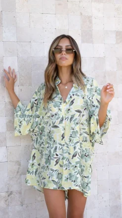 LILYWHYT Playsuits^Bailin Playsuit - Green Floral
