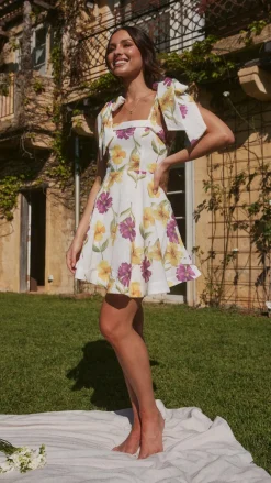 LILYWHYT Sale Dresses^Balta Mini Dress - White / Purple Floral