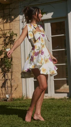LILYWHYT Sale Dresses^Balta Mini Dress - White / Purple Floral