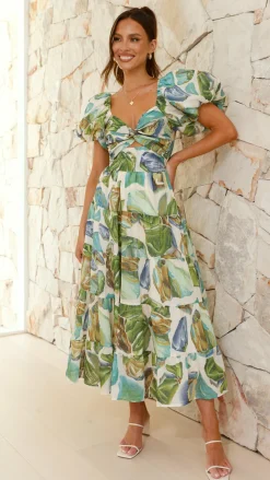 Pink Diamond Dresses|Maxi^Balthazar Maxi Dress - Green / Blue Print