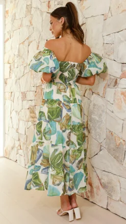 Pink Diamond Dresses|Maxi^Balthazar Maxi Dress - Green / Blue Print