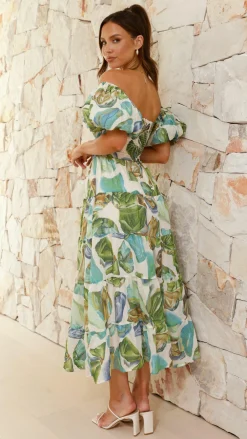 Pink Diamond Dresses|Maxi^Balthazar Maxi Dress - Green / Blue Print