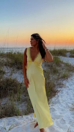 LILYWHYT Sale Dresses^Basiano Maxi Dress - Yellow / Lace