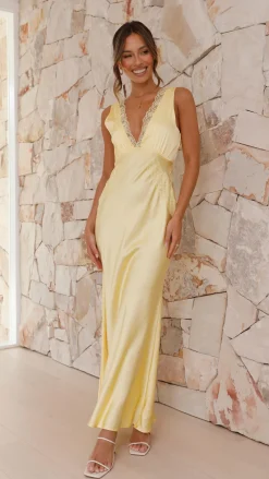 LILYWHYT Sale Dresses^Basiano Maxi Dress - Yellow / Lace