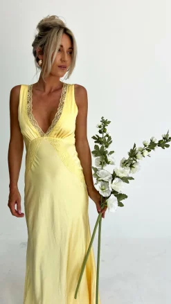LILYWHYT Sale Dresses^Basiano Maxi Dress - Yellow / Lace