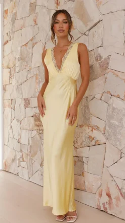LILYWHYT Sale Dresses^Basiano Maxi Dress - Yellow / Lace