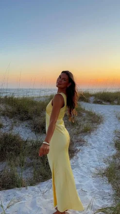 LILYWHYT Sale Dresses^Basiano Maxi Dress - Yellow / Lace