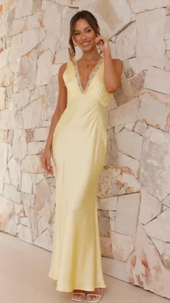LILYWHYT Sale Dresses^Basiano Maxi Dress - Yellow / Lace