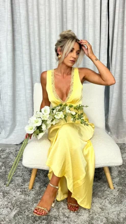 LILYWHYT Sale Dresses^Basiano Maxi Dress - Yellow / Lace