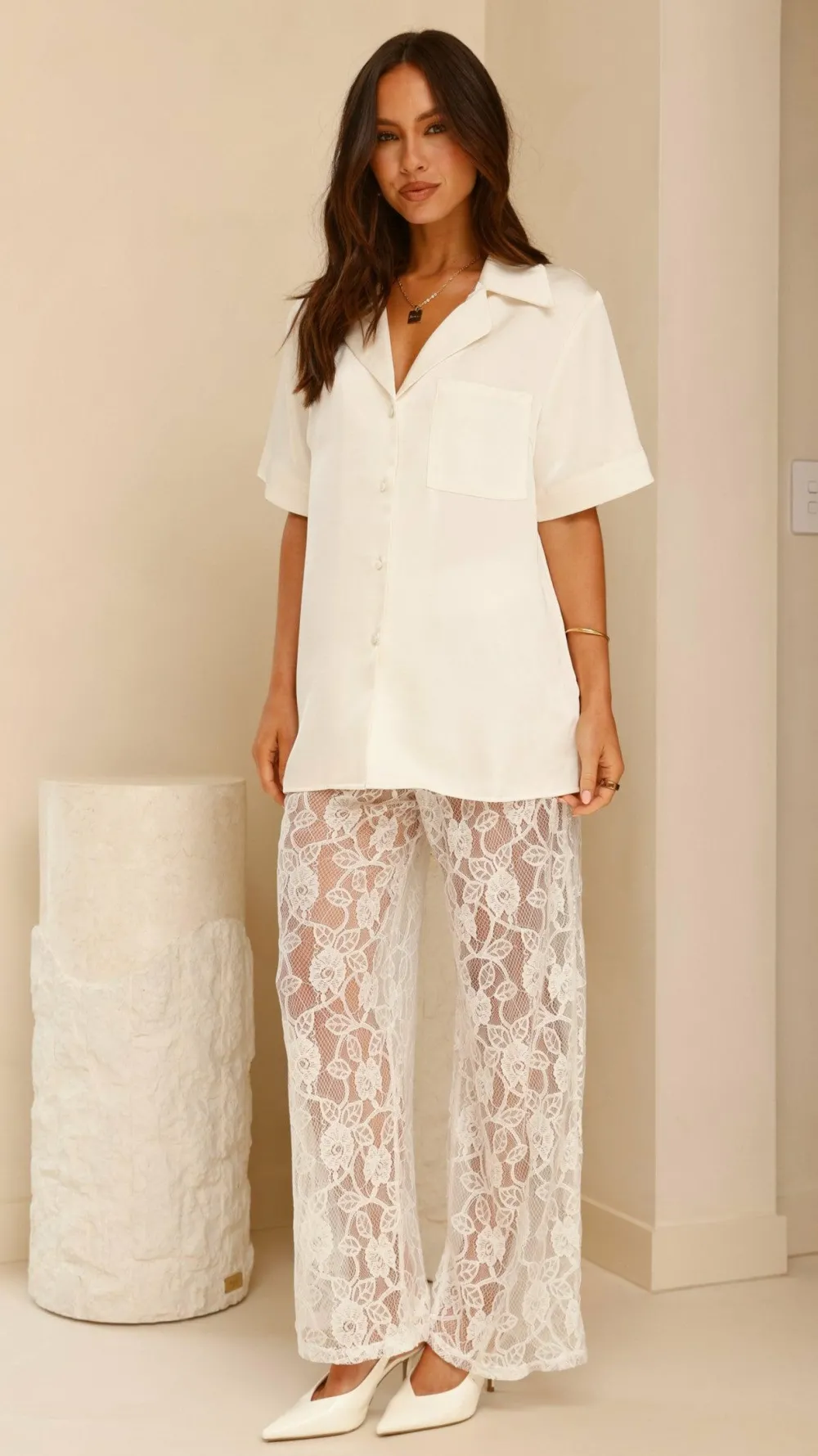 YH AND CO Bottoms^Baxter Pant - White Lace