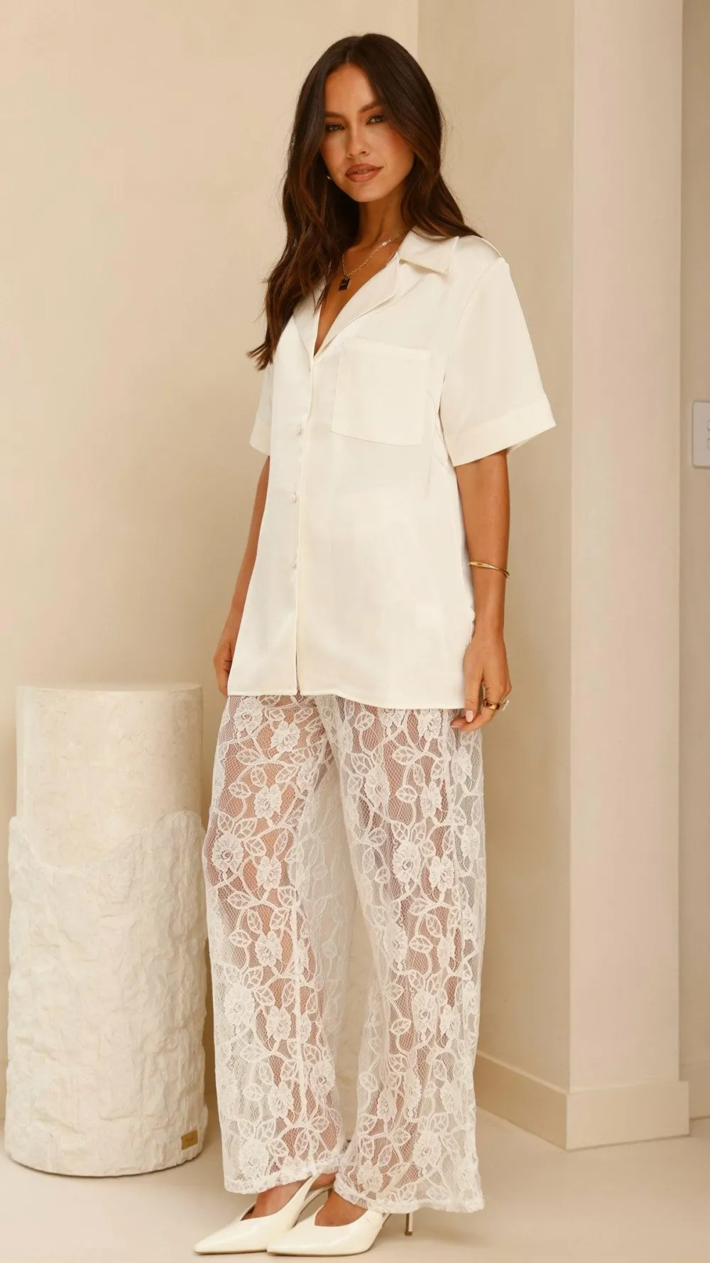 YH AND CO Bottoms^Baxter Pant - White Lace