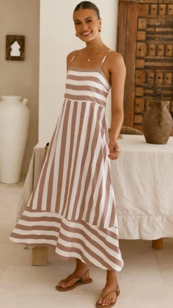 Miracle Fashion Dresses|Midi^Baylee Midi Dress - Chocolate Stripe