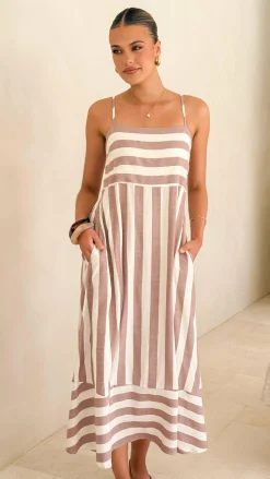 Miracle Fashion Dresses|Midi^Baylee Midi Dress - Chocolate Stripe