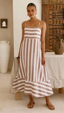 Miracle Fashion Dresses|Midi^Baylee Midi Dress - Chocolate Stripe