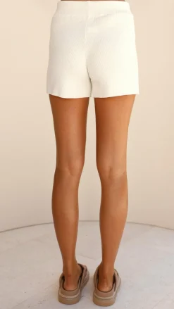 By Frankie Sets|Bottoms^Bianca Knit Ribbed Shorts - White