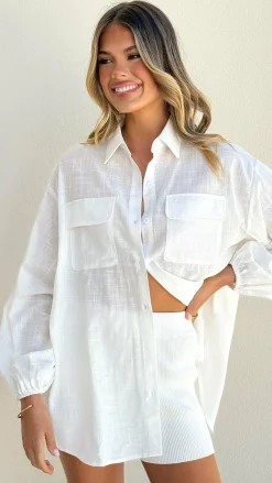 By Frankie Sets|Bottoms^Bianca Knit Ribbed Shorts - White