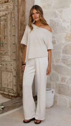 Fashion Allied Tops^Blair Off Shoulder Tee - Oatmeal