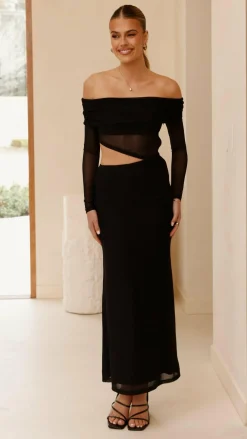 Sweet Acacia Dresses|Maxi^Blaire Off The Shoulder Maxi Dress - Black