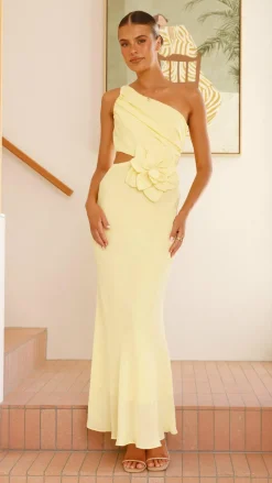 SASHA (BNE) Dresses|Maxi^Bloom One Shoulder Cut Out Maxi Dress - Yellow