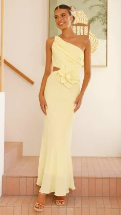 SASHA (BNE) Dresses|Maxi^Bloom One Shoulder Cut Out Maxi Dress - Yellow