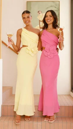 SASHA (BNE) Dresses|Maxi^Bloom One Shoulder Cut Out Maxi Dress - Yellow
