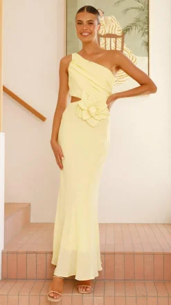 SASHA (BNE) Dresses|Maxi^Bloom One Shoulder Cut Out Maxi Dress - Yellow