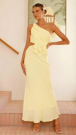 SASHA (BNE) Dresses|Maxi^Bloom One Shoulder Cut Out Maxi Dress - Yellow