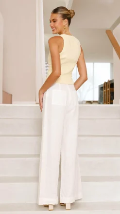 Alive Girl Tops^Brianne Linen Vest - Yellow
