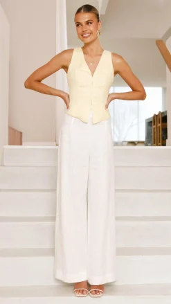 Alive Girl Tops^Brianne Linen Vest - Yellow