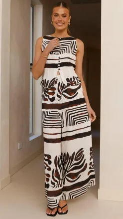 Burans Sets|Bottoms^Briar Wide Leg Pants - Chocolate Abstract