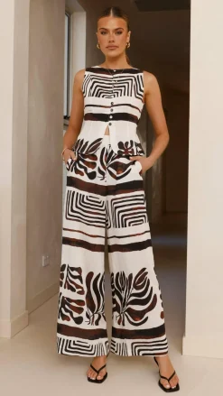 Burans Sets|Bottoms^Briar Wide Leg Pants - Chocolate Abstract