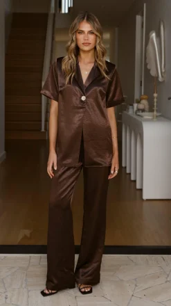 IDS Sets|Tops^Bridget Button Shirt - Chocolate