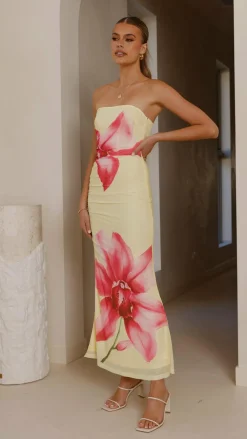 SASHA (BNE) Dresses|Maxi^Brittani Strapless Maxi Dress - Yellow/Pink