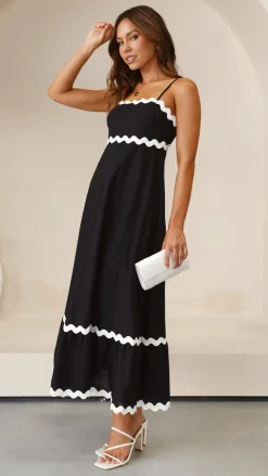 Main St Dresses|Midi^Brodey Midi Dress - Black / White