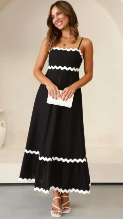 Main St Dresses|Midi^Brodey Midi Dress - Black / White