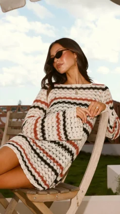 Pink Diamond Knit Dresses|Knitwear^Bron Mini Dress - Natural Stripe